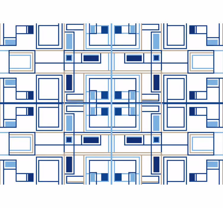 Square wallpaper geometric blue patterns - TenStickers
