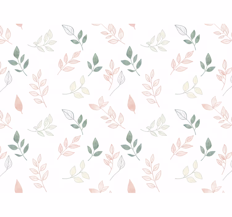 Flower wallpaper with soft pastel leaves - TenStickers