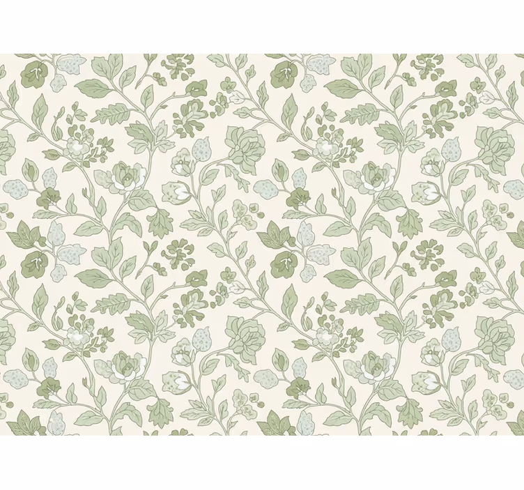 Stone wallpaper in cream green floral - TenStickers