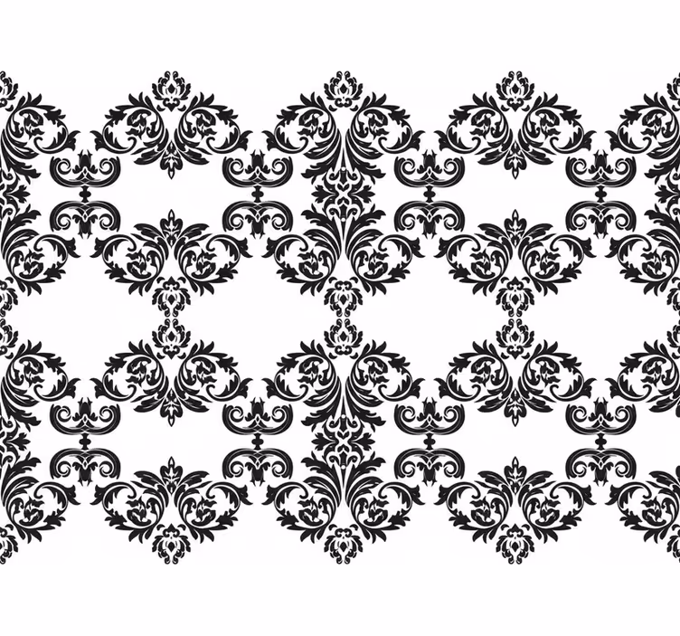 Baroque wallpaper in black damask floral design - TenStickers