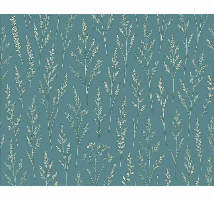 Flower wallpaper in muted teal wild meadow - TenStickers