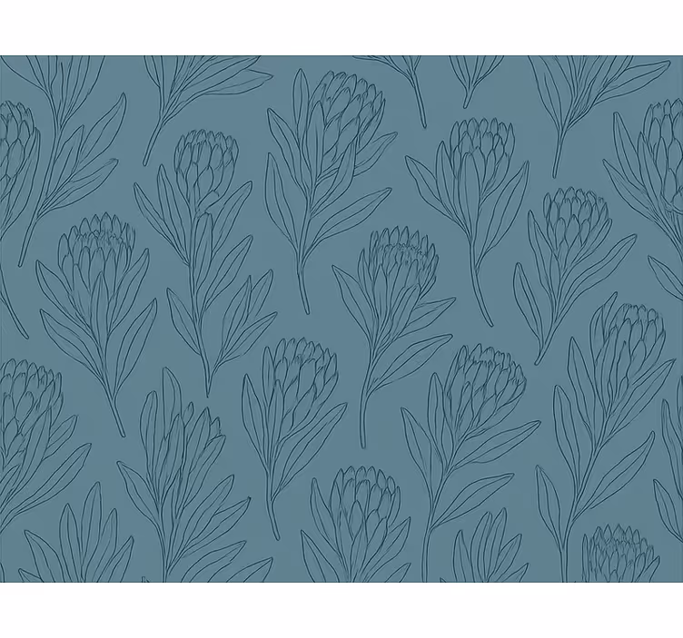 Flower wallpaper in muted teal stylized flowers - TenStickers