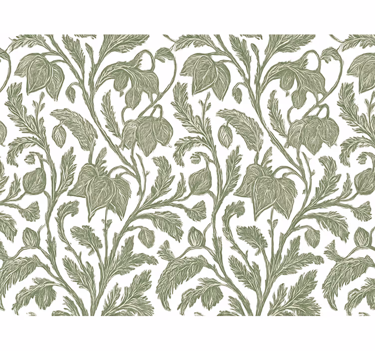 Flower wallpaper muddy green exotic palms - TenStickers