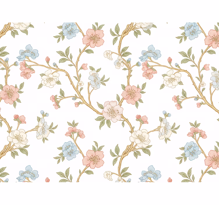 Flower wallpaper blooming branches design - TenStickers