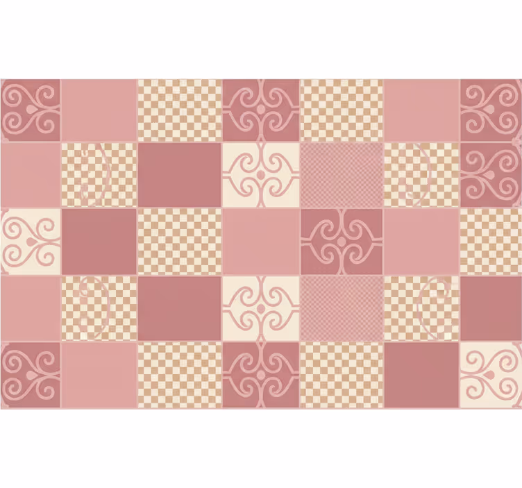 Shapes wallpaper vintage checkered pink design - TenStickers