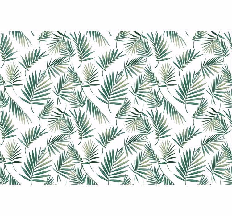 White wallpaper scandinavian design green leaf pattern - TenStickers