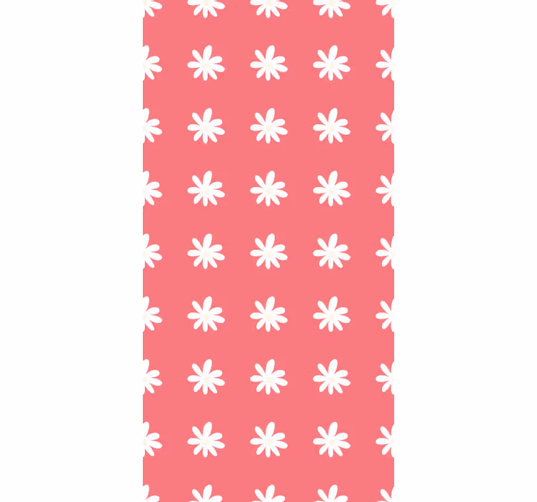 Red wallpaper with pink daisies pattern decor - TenStickers