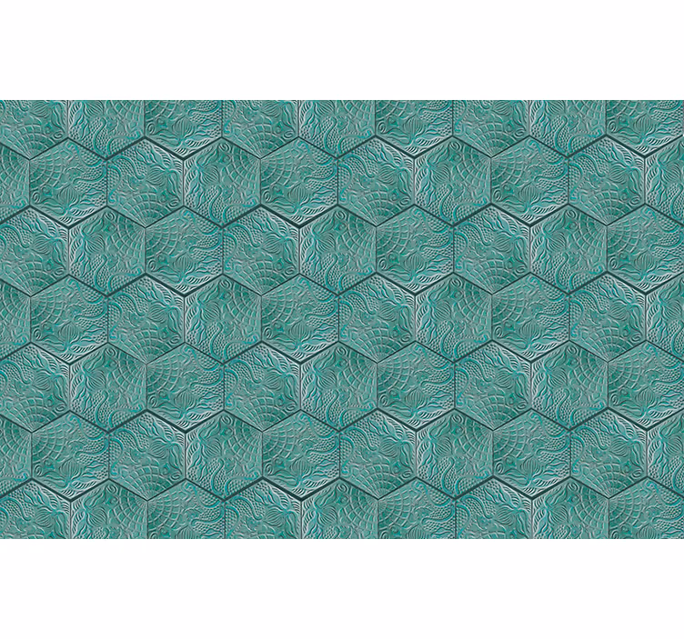 Green wallpaper gaudí green tile design - TenStickers