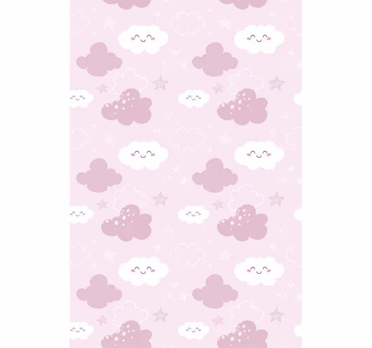 Pink wallpaper with white joyful design - TenStickers