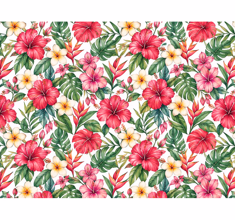 Leaf wallpaper exotic flower design - TenStickers