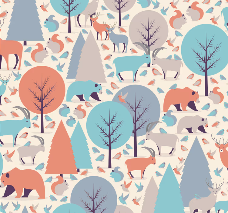 Nordic forest scene kids wallpaper - TenStickers