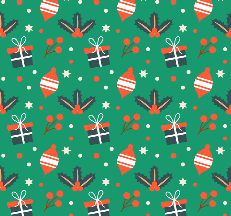 Christmas candy pattern Living Room Wallpaper - TenStickers