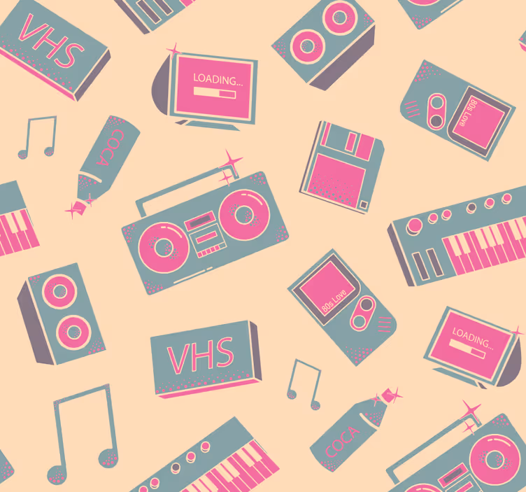 Retro Music Pattern vintage wallpaper - TenStickers