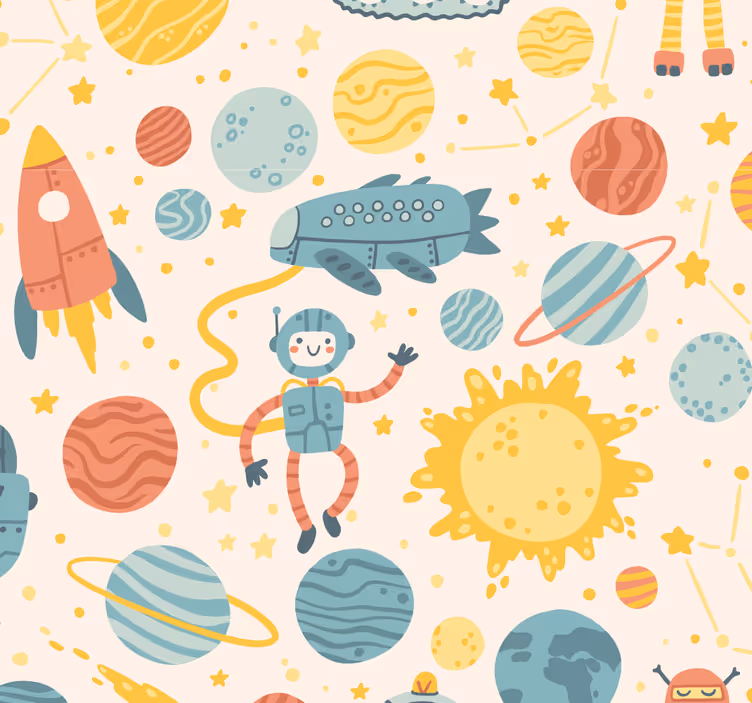 Space Adventure Scene kids wallpaper - TenStickers