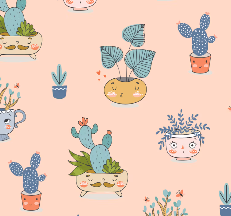 Kitchen wallpaper  with different cactus - TenStickers