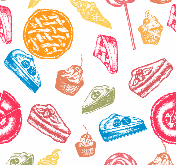 Different sweet desserts Kitchen Wallpaper - TenStickers
