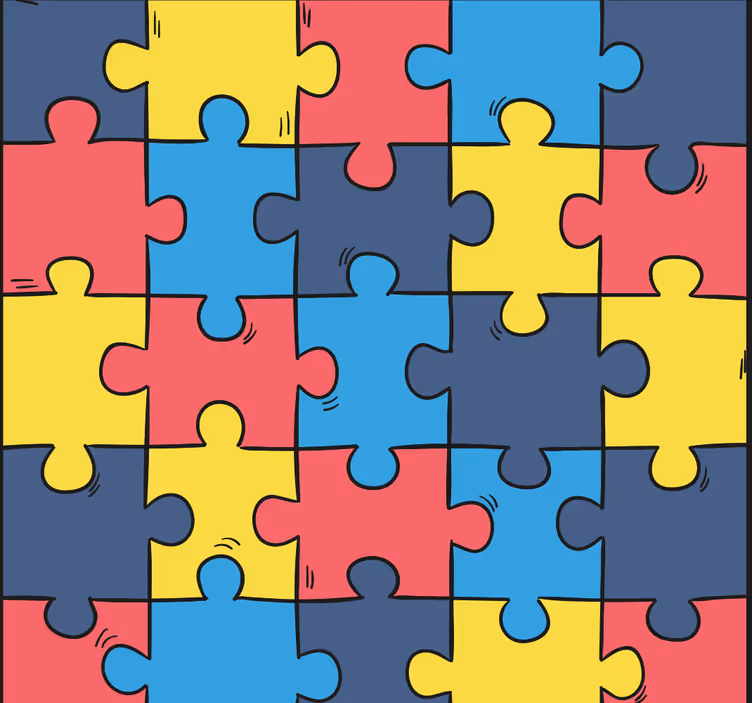 Puzzle Pattern geometric wallpaper - TenStickers