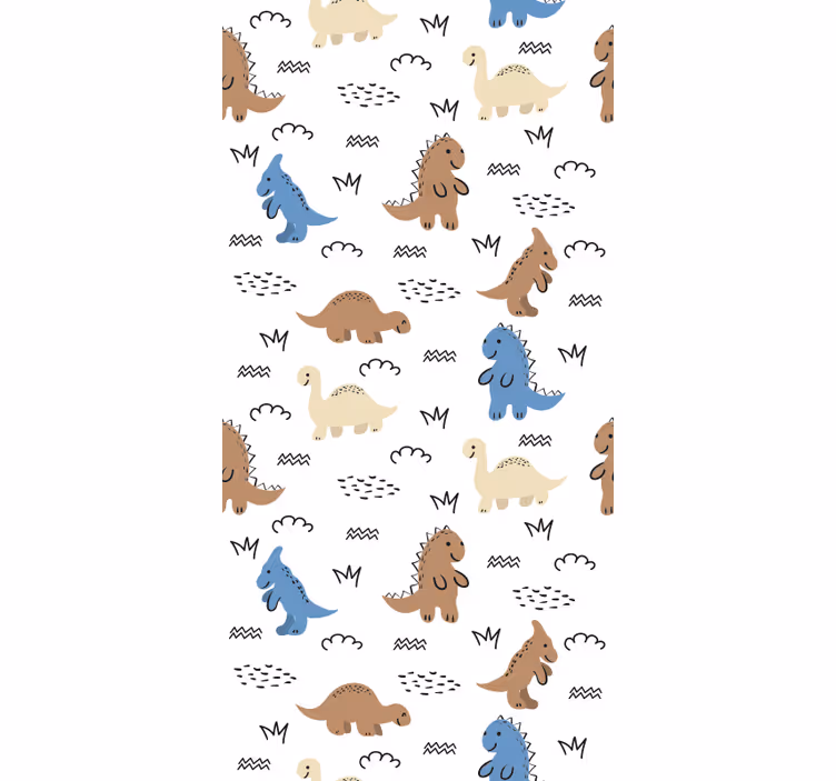 Happy blue and brown dinos Childrens Wallpaper - TenStickers
