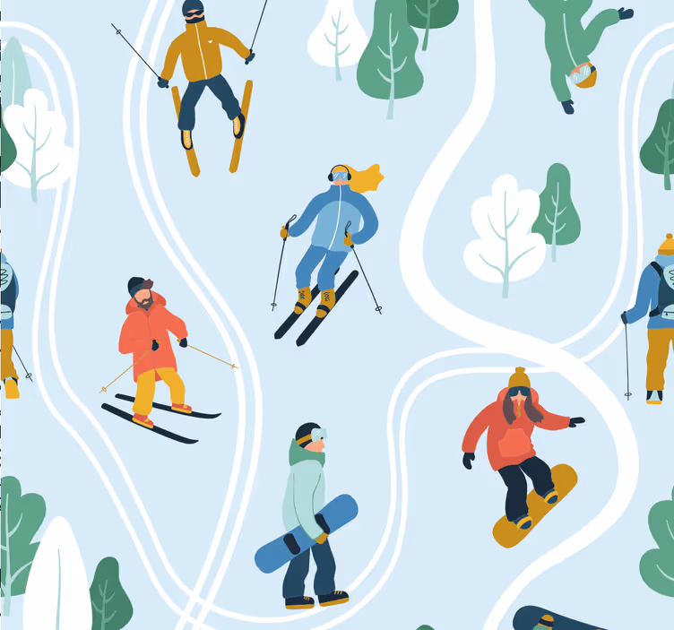 skiing wallpaper White Wallpaper - TenStickers