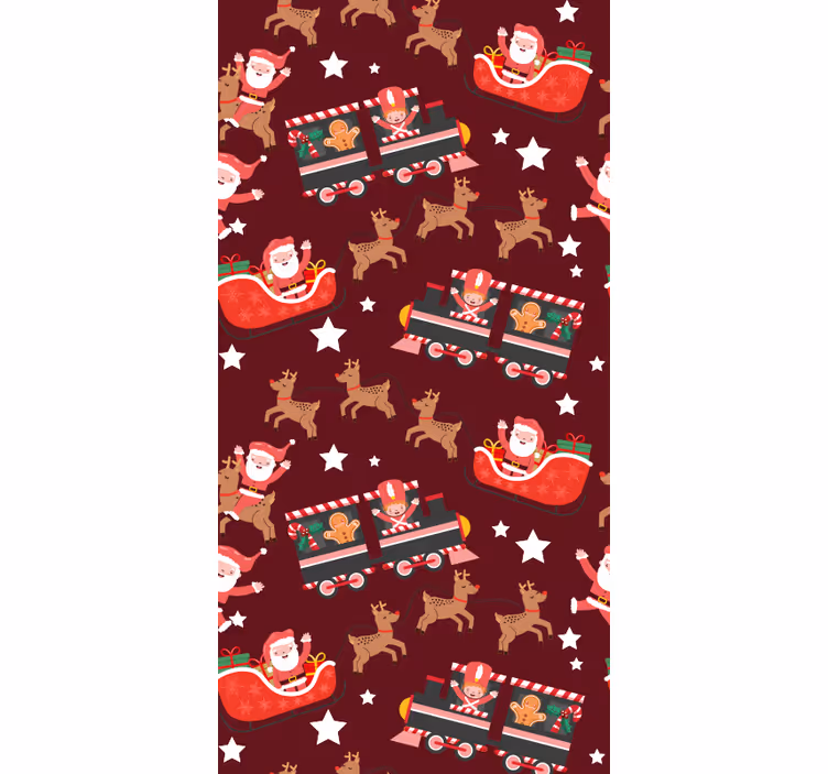 Festive Santa Sleigh christmas wallpaper - TenStickers