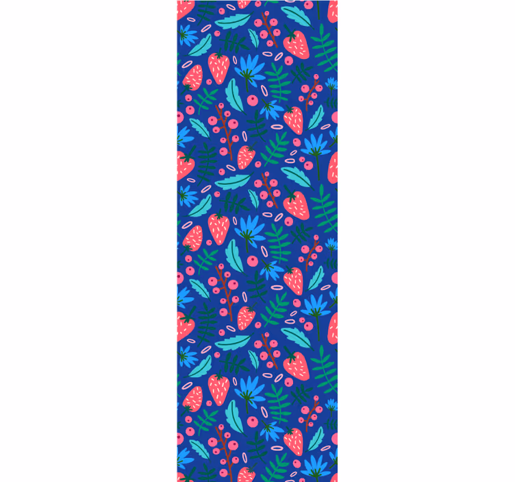 Strawberry pattern on blue background  wallpaper - TenStickers