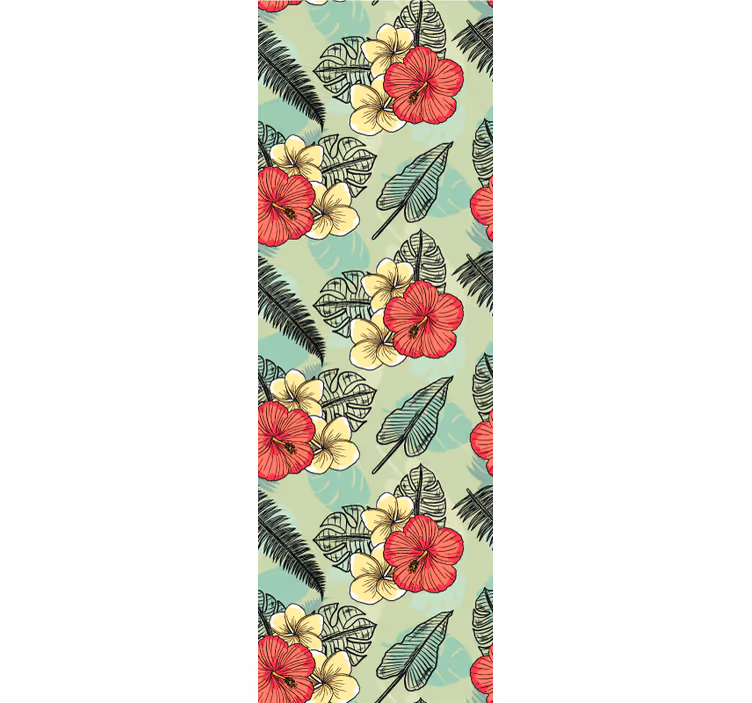 Green tropical arrangement flower wallpaper - TenStickers