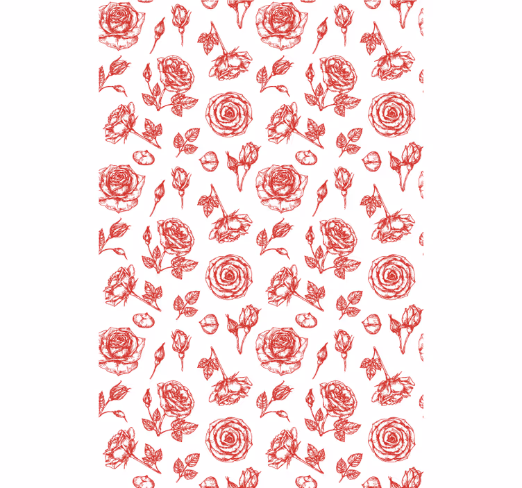 Sketched Floral Pattern flower wallpaper - TenStickers
