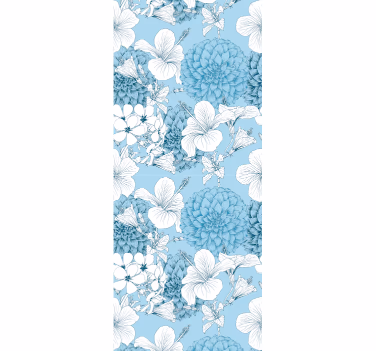 Bleu flour opening Flower Wallpaper - TenStickers