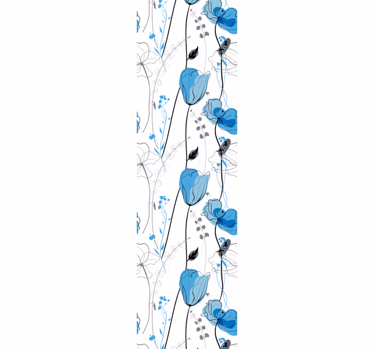 Meadow poppy flowers Scandinavian wallpaper - TenStickers