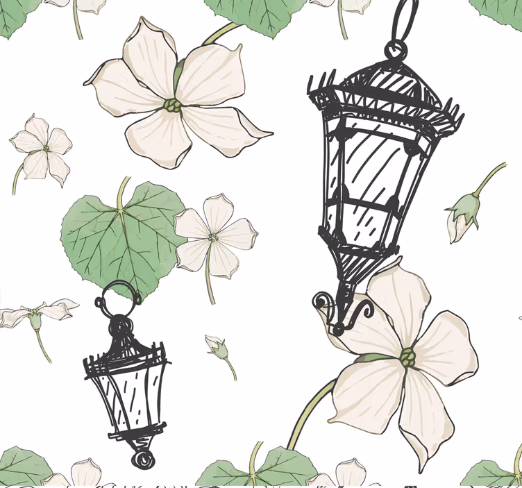 Black lamp with the leaves urban wallpaper - TenStickers
