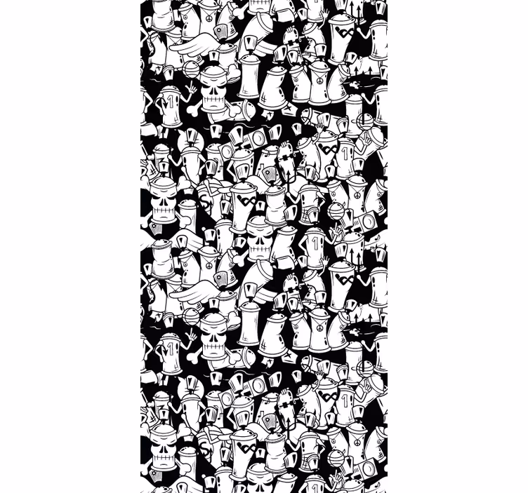 Black and white graffiti cans Art Wallpaper - TenStickers
