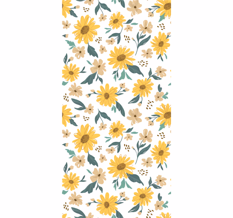 Hand drawn sunflowers pattern wallpaper - TenStickers