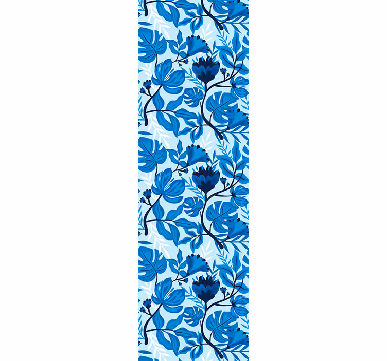 Blue Botanical Flourish flower wallpaper - TenStickers