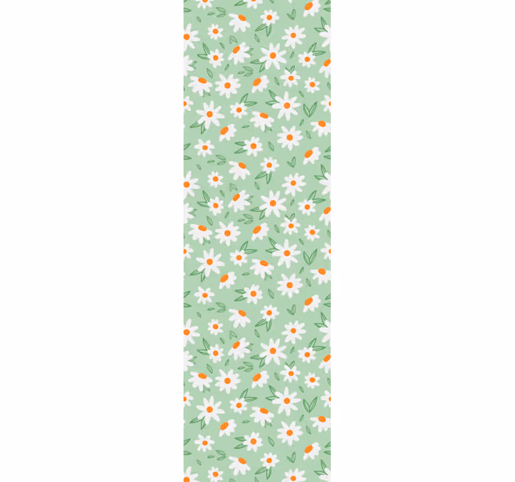 Daisy flowers pattern on green Floral Wallpaper - TenStickers