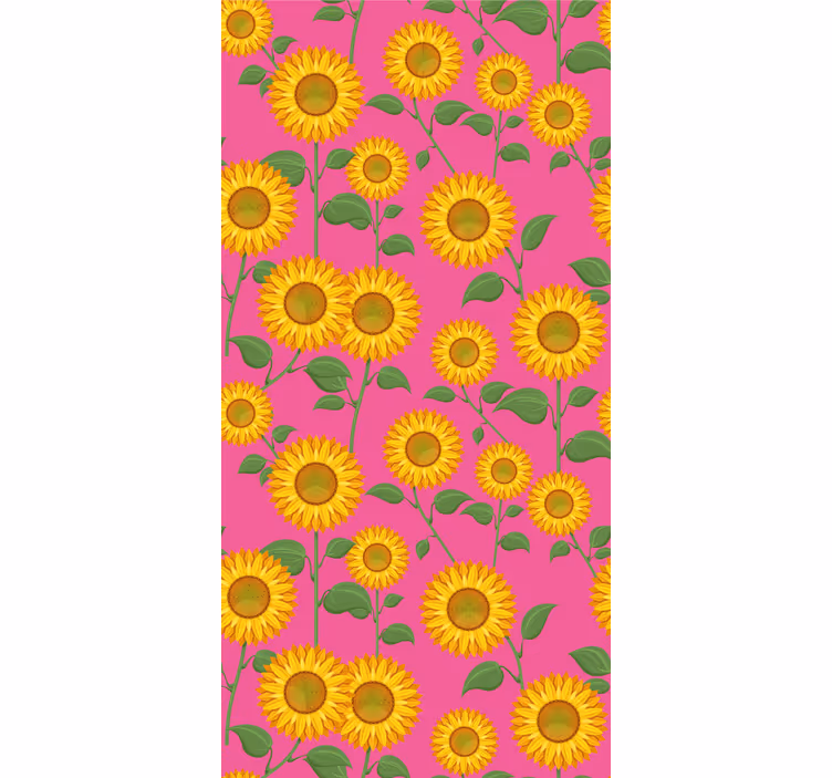 Sunflowers on pink Flowery Wallpaper - TenStickers