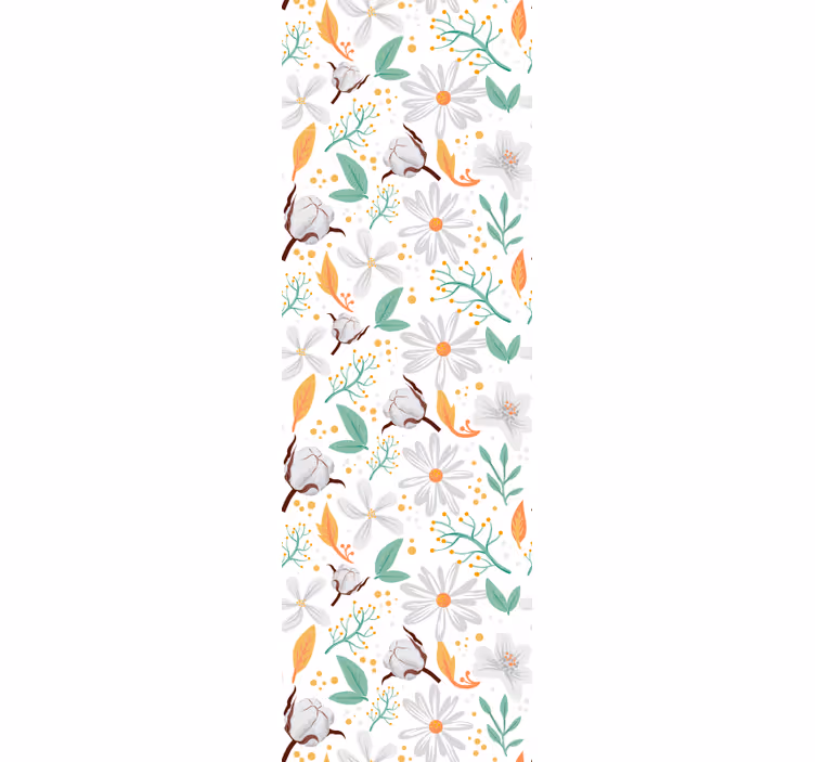 Botanical Cotton Blossoms flower wallpaper - TenStickers