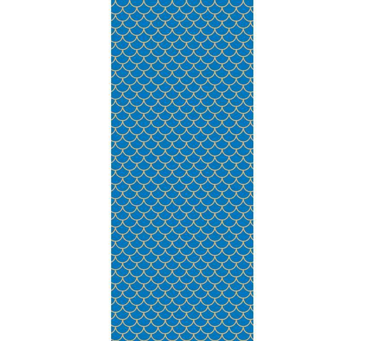 Blue fish scales pattern Bathroom Wallpaper - TenStickers