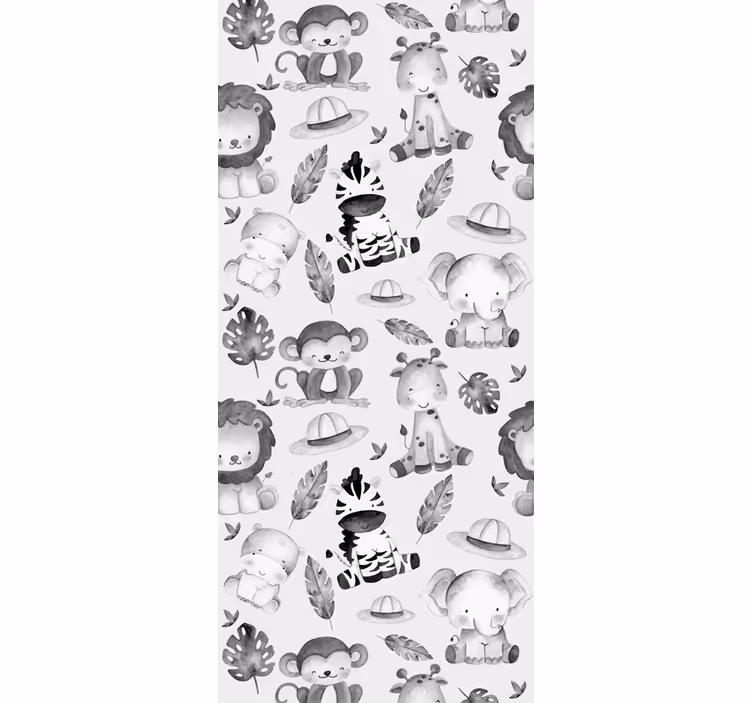 Gray zoo animals childrens wallpaper - TenStickers