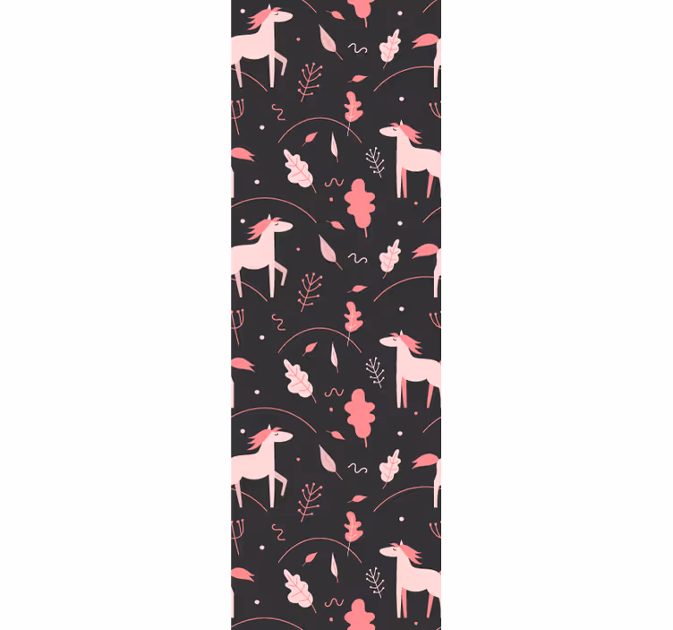 Unicorns trees black background Art Wallpaper - TenStickers
