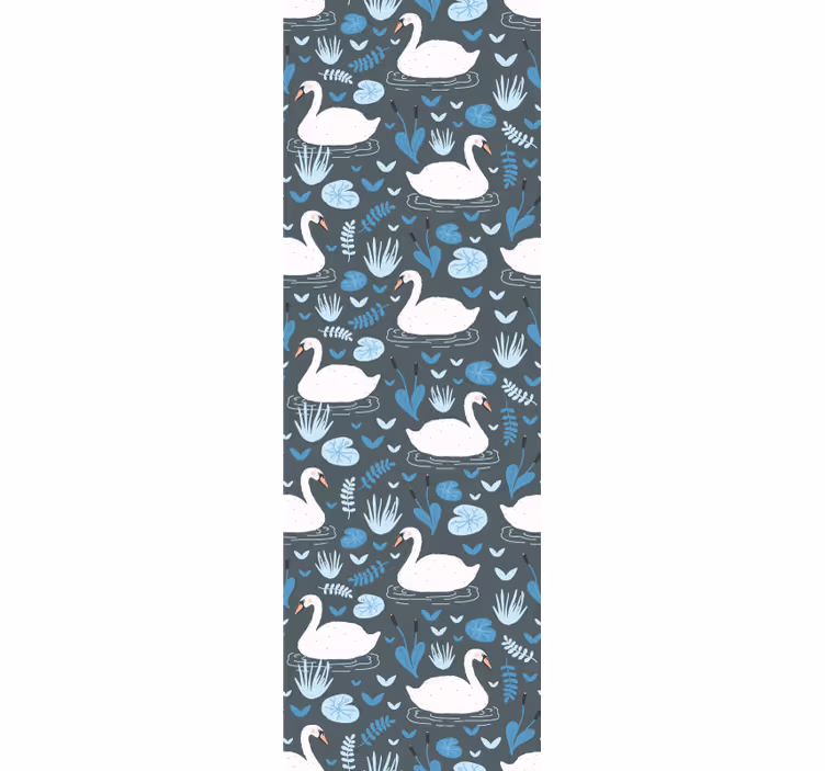 Elegant white swan pattern childrens wallpaper - TenStickers