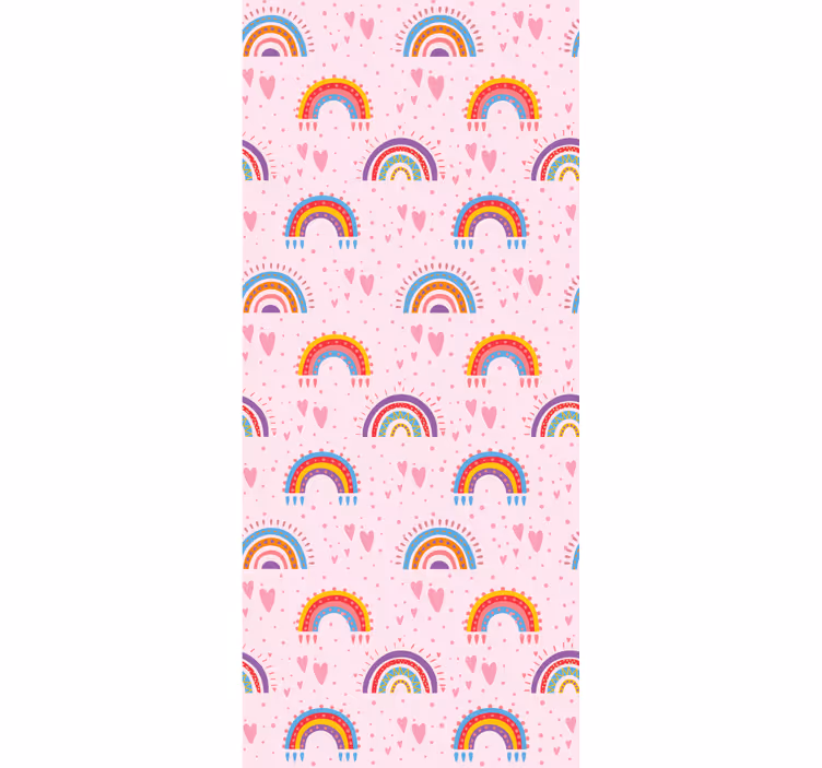 Rainbow Heart Patterns kids wallpaper - TenStickers