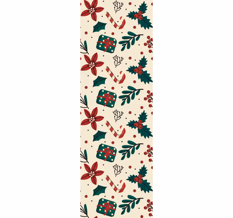 Festive Botanical Pattern christmas wallpaper - TenStickers