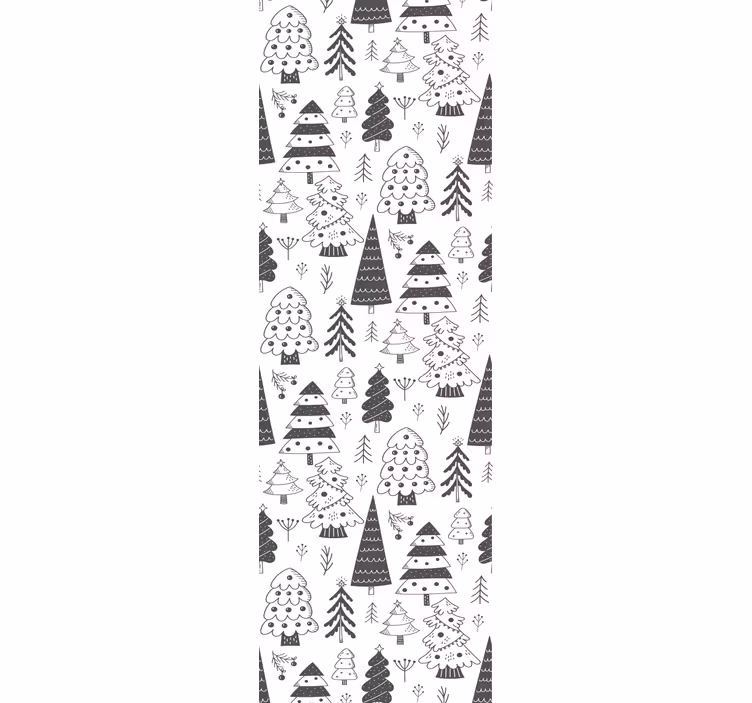 Festive Trees Pattern christmas wallpaper - TenStickers