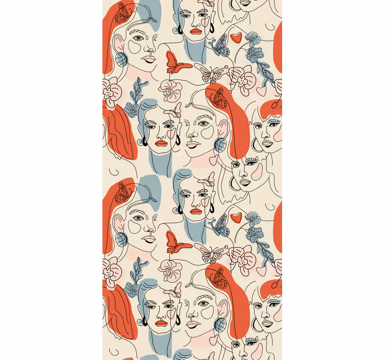 Feminine Line Art art wallpaper - TenStickers