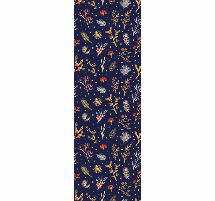 Golden mistletoe on navy blue x-mas wallpaper - TenStickers
