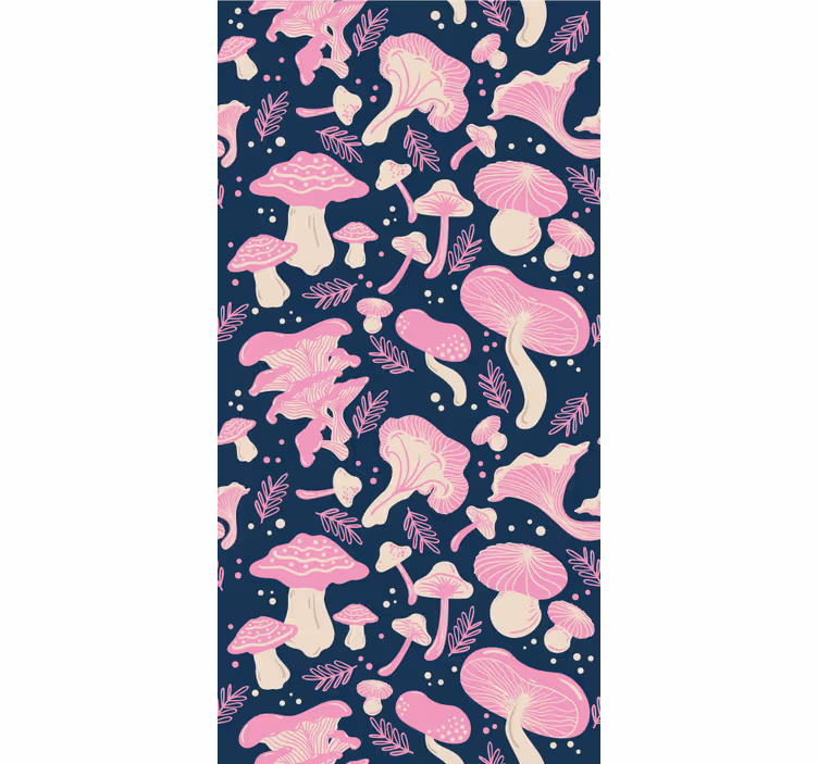 Pink mushroom seamless kitchen wallpaper - TenStickers