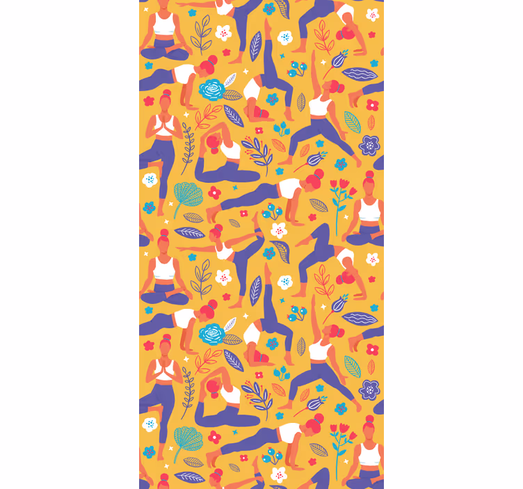 Hand drawn yoga doodle Living Room Wallpaper - TenStickers