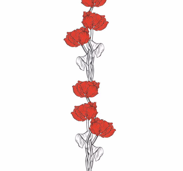 Red vertical tulips pattern  flower wallpaper - TenStickers