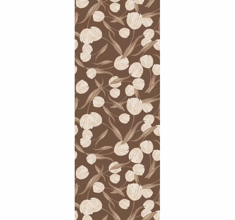 Elegant beige tulips pattern flower wallpaper - TenStickers