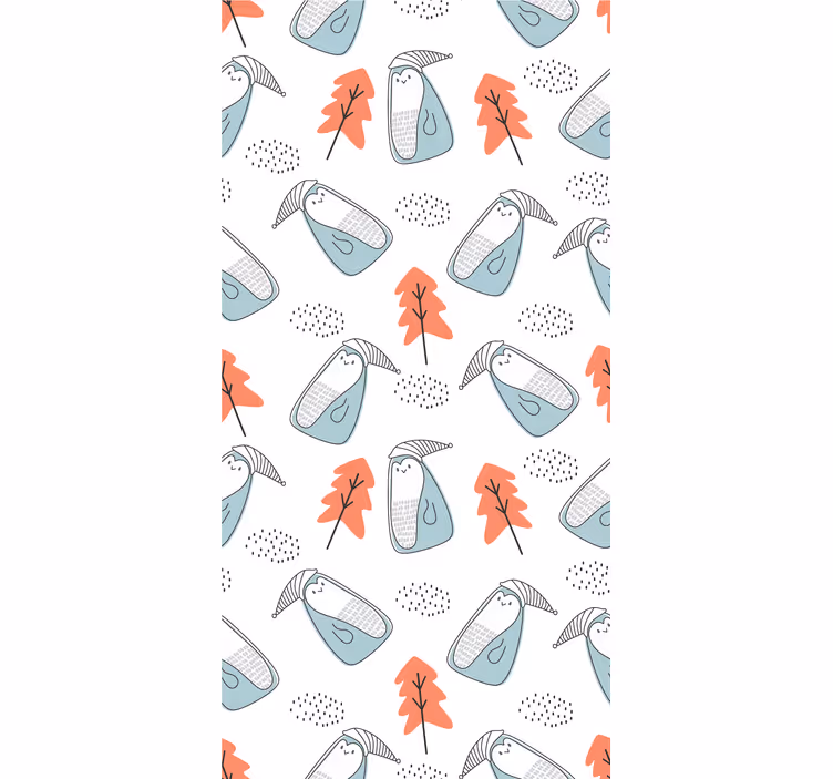 Sleepy Penguins Pattern animal wallpaper - TenStickers